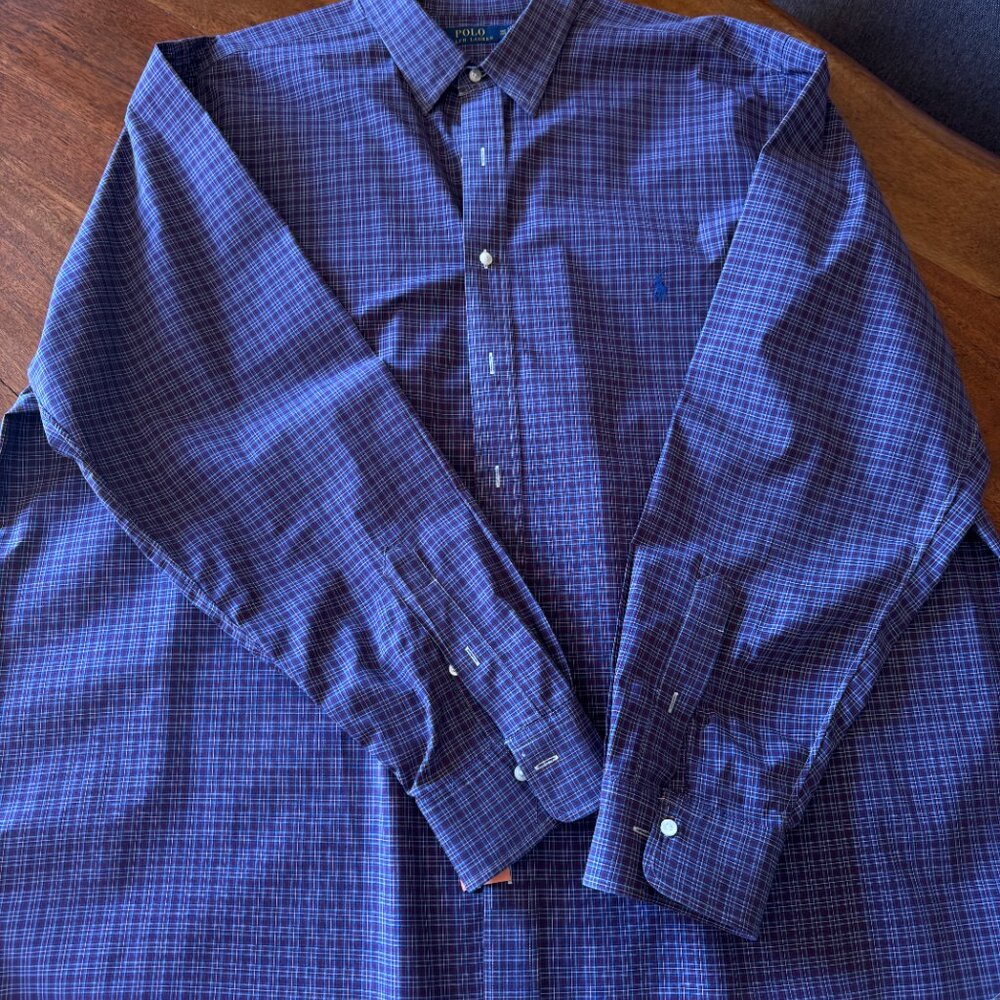 POLO by Ralph Lauren Dress Shirt - Purple Plaid - 2XB - Picture 2 of 3